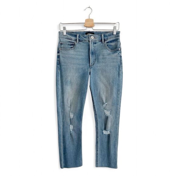 Express Distressed Raw Hem Cropped Ankle Skinny Jean High Rise Size 4 - Picture 1 of 8